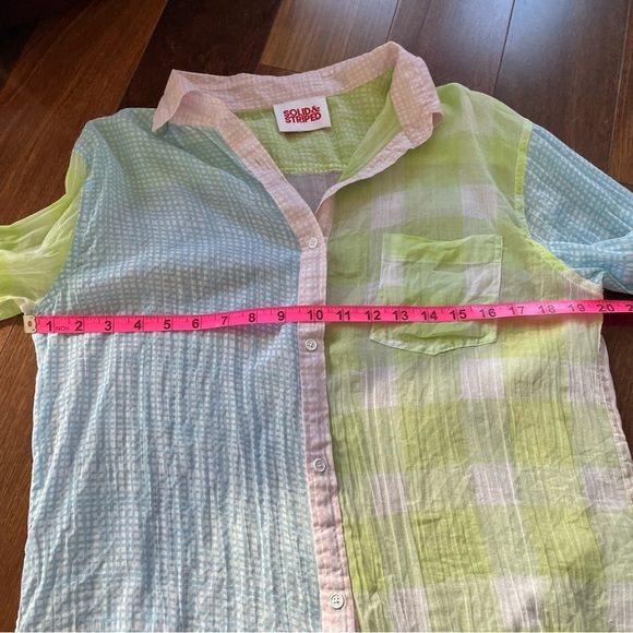 Solid & Striped The Mixed Print Long Oxford Tunic Swim
Coverup Pink Green XS - Picture 13 of 15